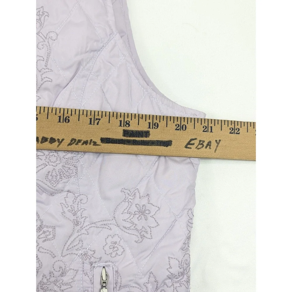Eddie Bauer Vest Womens Medium Purple Premium Goose Down Quilted Puffer Full Zip - Picture 8 of 12
